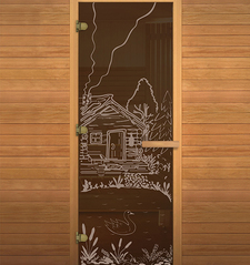 Дверь стеклянная Везувий БРОНЗА Банька 1900х700 (8мм,3 петли) Левая