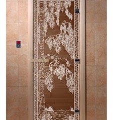 Дверь стеклянная Везувий БРОНЗА Берёзка 1900х700 (8мм,3 петли) Правая