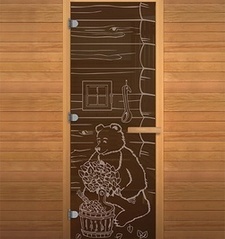 Дверь стеклянная Везувий БРОНЗА Мишка 1900х700 (8мм,3 петли) Правая