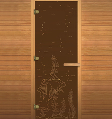 Дверь стеклянная Везувий БРОНЗА МАТОВАЯ Рыбка 1900х700 (8мм,3 петли) Правая