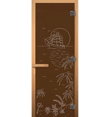 Дверь стеклянная Везувий БРОНЗА Лагуна 1900х700 (8мм,3 петли) Левая