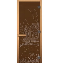 Дверь стеклянная Везувий БРОНЗА МАТОВАЯ Банька 1900х700 (8мм,3 петли) Правая