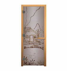 Дверь стеклянная Везувий САТИН МАТОВАЯ Банька 1900х700 (8мм,3 петли) Левая