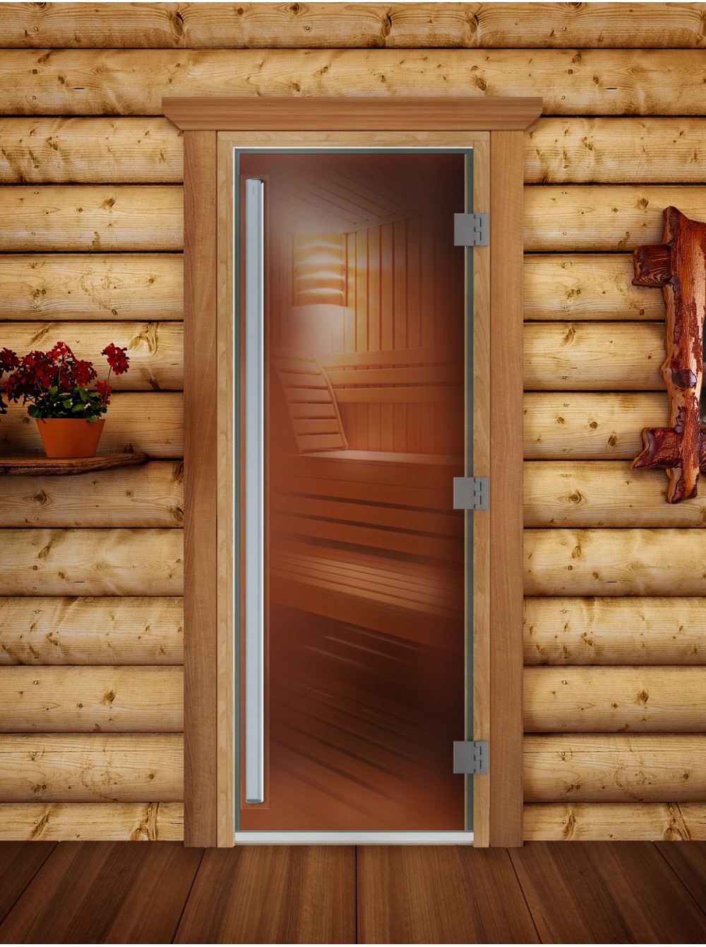 Дверь стеклянная DOORWOOD ПРЕСТИЖ БРОНЗА 8мм 3 петли 200х80 (Ольха)