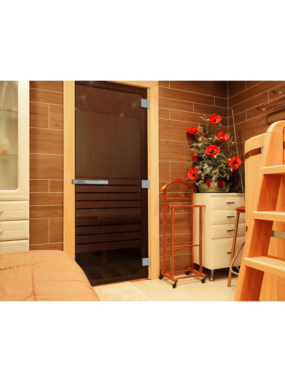 Дверь стеклянная DOORWOOD ЭТАЛОН ЛАЙТ БРОНЗА 8мм 3 петли 190х70 (листв.)