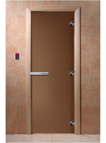 Дверь стеклянная DOORWOOD БРОНЗА МАТОВАЯ 8мм 3 петли 210х70 (Ольха)