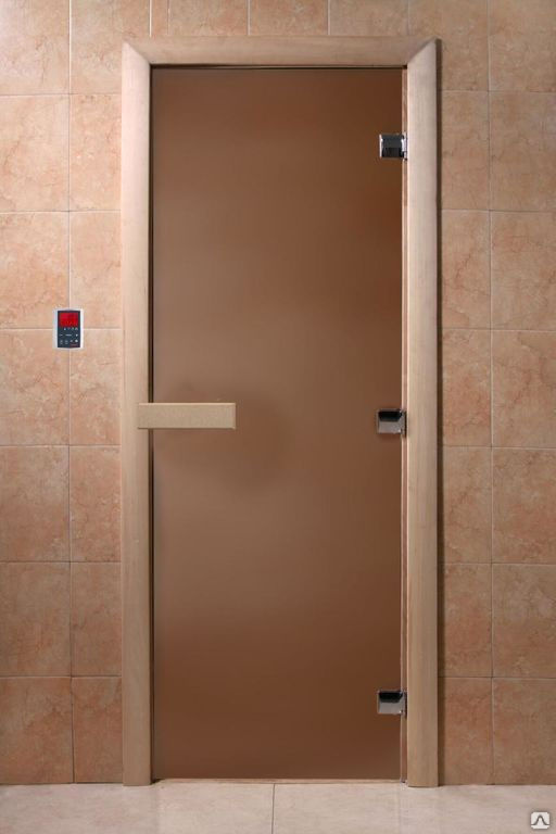 Дверь стеклянная DOORWOOD БРОНЗА МАТОВАЯ 8мм 3 петли 200х90 (Ольха)