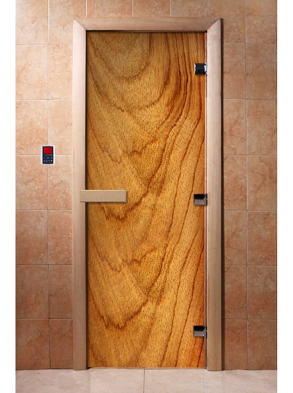 Дверь стеклянная DOORWOOD фотопечать А051 8мм. 3 петли ручка магнит 190х70 П (Осина)