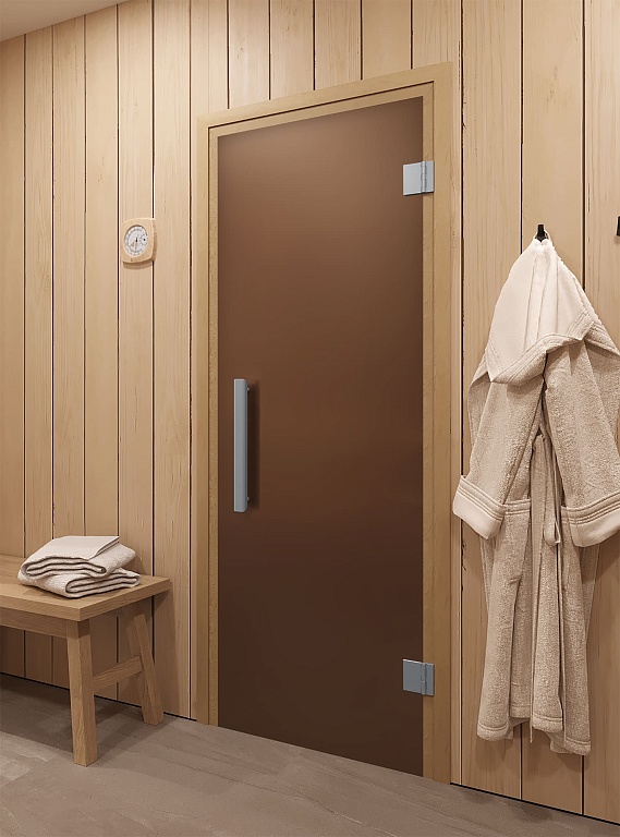 Дверь стеклянная DOORWOOD ФАВОРИТ БРОНЗА МАТОВАЯ 8мм 2 петли 190х70 (листв.) П