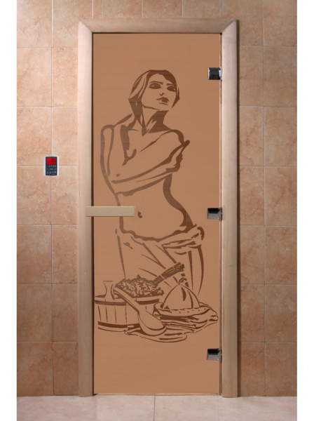 Дверь стеклянная DOORWOOD РИС Искушение МАТОВАЯ 8мм 3 петли 190х70 П (листва)