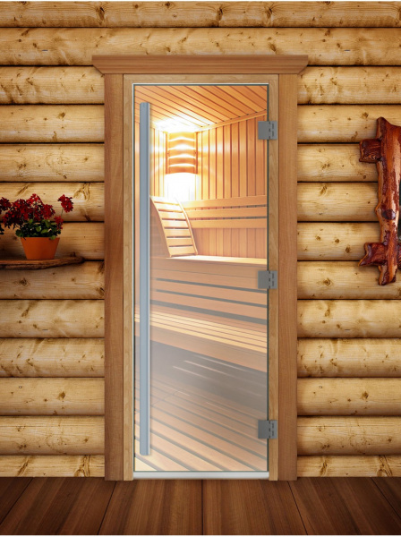 Дверь стеклянная DOORWOOD ПРЕСТИЖ ПРОЗРАЧНАЯ 8мм 3 петли 200х70 (Ольха) Л