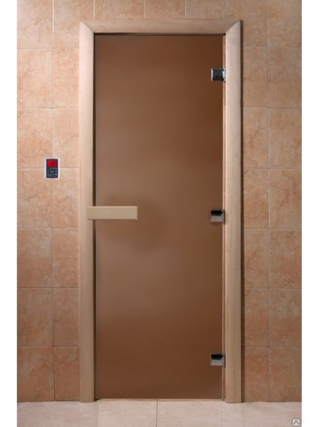 Дверь стеклянная DOORWOOD Теплая ночь МАТОВАЯ 8мм 3 петли 190х70 (Листва)