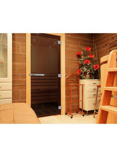 Дверь стеклянная DOORWOOD ЭТАЛОН ЛАЙТ БРОНЗА 8мм 3 петли 190х70 (листв.)
