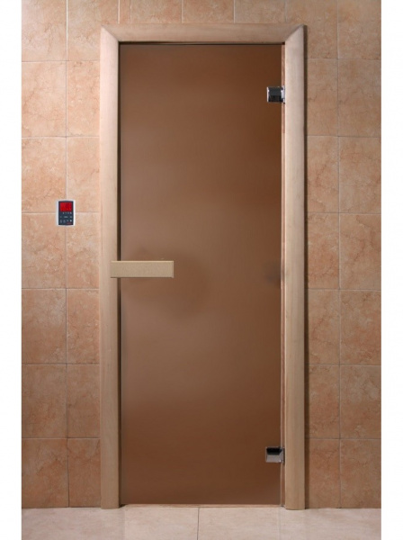 Дверь стеклянная DOORWOOD БРОНЗА МАТОВАЯ 6мм., 2 петли 190х70 (хвоя)