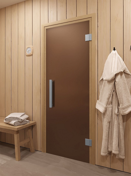 Дверь стеклянная DOORWOOD ФАВОРИТ БРОНЗА МАТОВАЯ 8мм 2 петли 190х70 (листв.) П